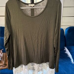 Olive Green Long Sleeve Top